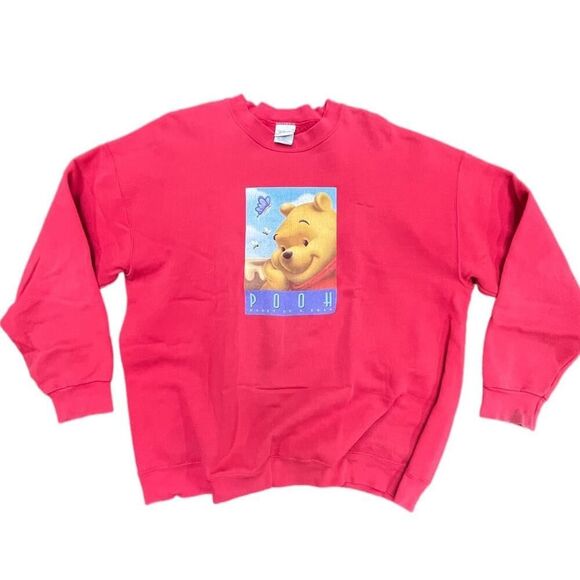 90s Winnie the Pooh Disney Store Red XXL Sweater Crew Neck Unisex - Picture 1 of 4